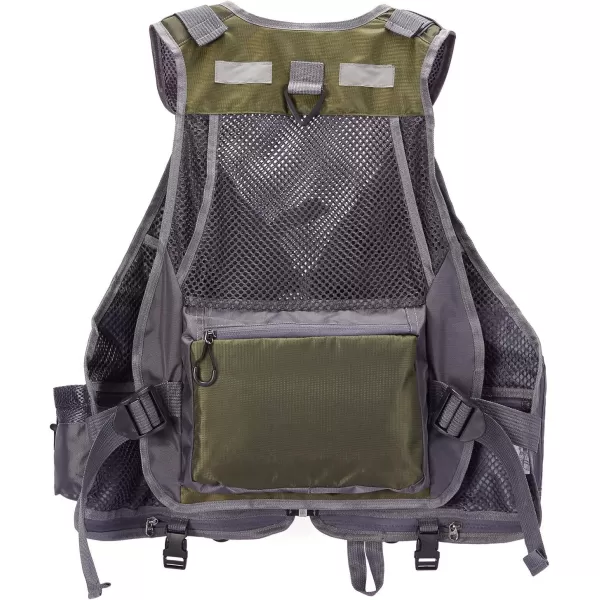 BASSDASH Fly Fishing Vest Multi Pocket Waistcoat Adjustable Size Gifts for Men WomenF22  Army Green