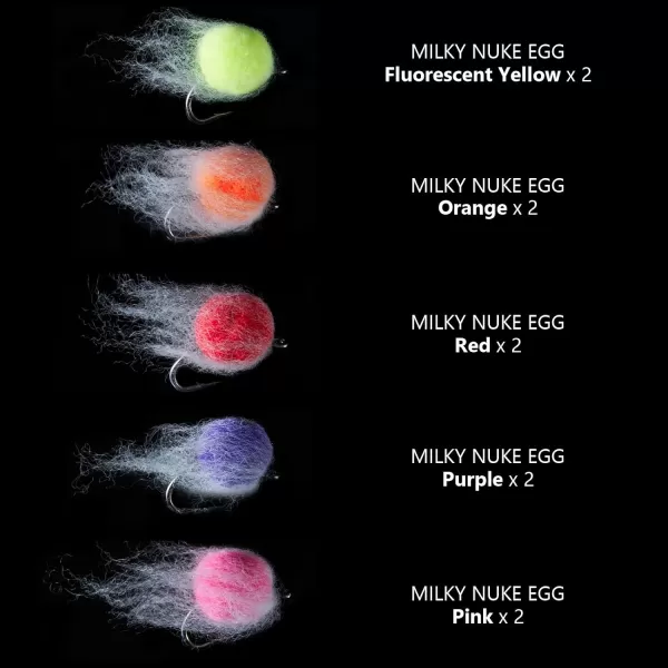 BASSDASH Fly Fishing Wet Flies Streamers Nuke Eggs for Trout Steelhead Salmon Fishing Fly Lure Kit with Box10pcs Nuke Eggs