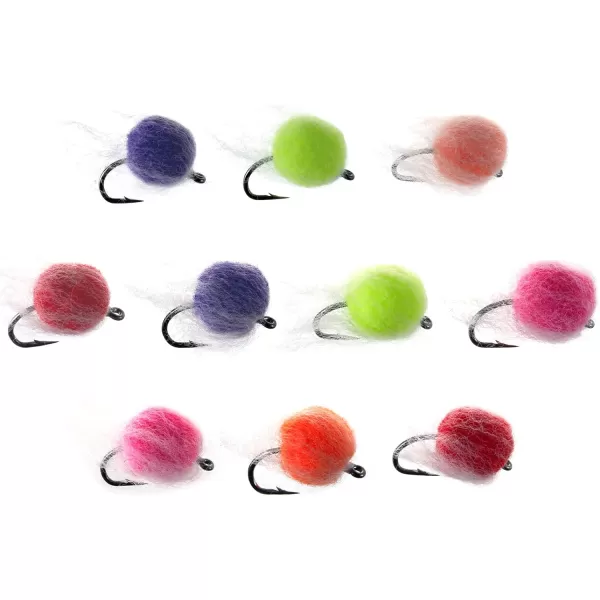 BASSDASH Fly Fishing Wet Flies Streamers Nuke Eggs for Trout Steelhead Salmon Fishing Fly Lure Kit with Box6pcs Flash Candy Streamer Egg Flies