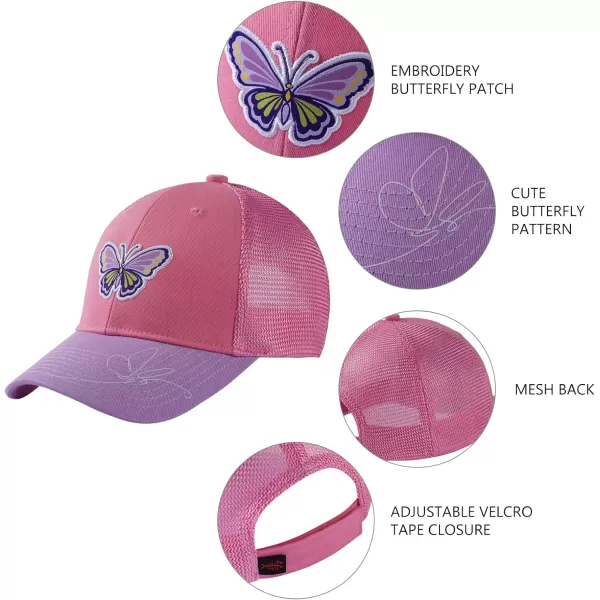 BASSDASH Kids Youth Fishing Sun Hat Mesh Back Adjustable Baseball Trucker Cap for Boys Girls ToddlerCoral PinkPurple