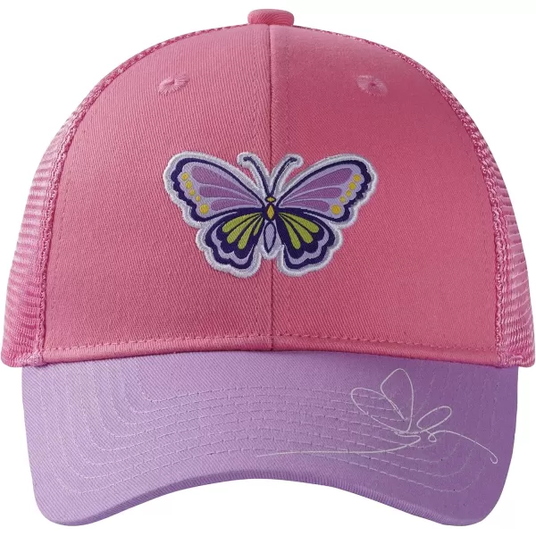 BASSDASH Kids Youth Fishing Sun Hat Mesh Back Adjustable Baseball Trucker Cap for Boys Girls ToddlerCoral PinkPurple