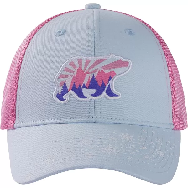 BASSDASH Kids Youth Fishing Sun Hat Mesh Back Adjustable Baseball Trucker Cap for Boys Girls ToddlerIce BluePink