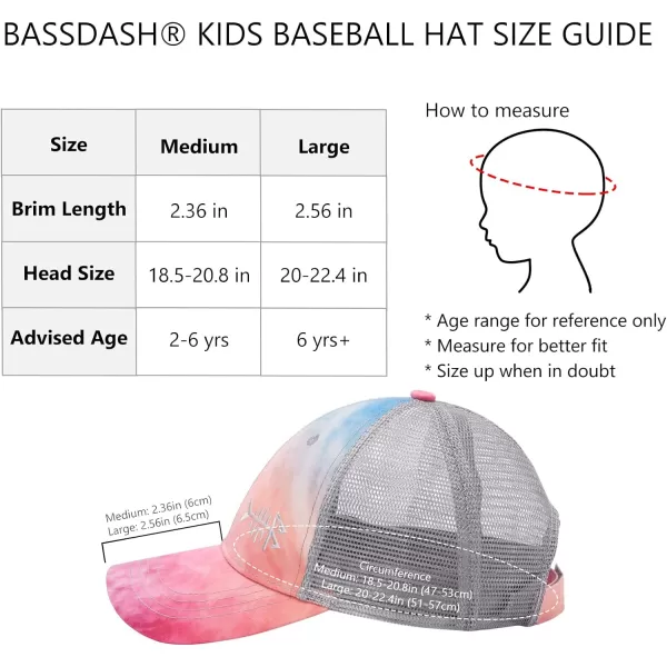 BASSDASH Kids Youth Fishing Sun Hat Mesh Back Adjustable Baseball Trucker Cap for Boys Girls ToddlerRosy Clouds