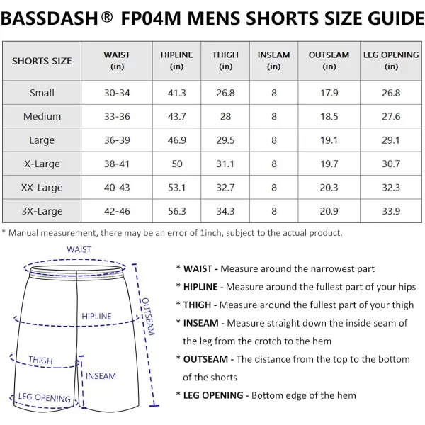 BASSDASH Mens 8Fishing Water Shorts Quick Dry UPF 50 Lightweight Cargo Hiking Kayaking Casual BottomBlack