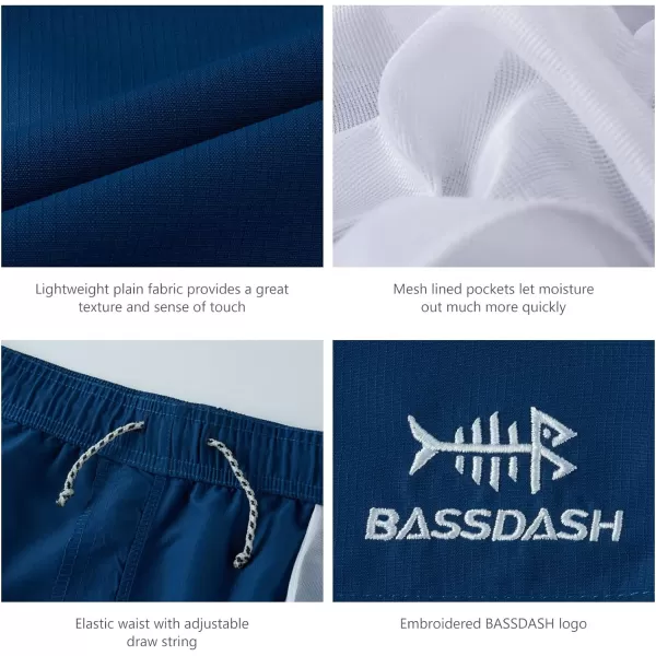 BASSDASH Mens 8Fishing Water Shorts Quick Dry UPF 50 Lightweight Cargo Hiking Kayaking Casual BottomDark Blue