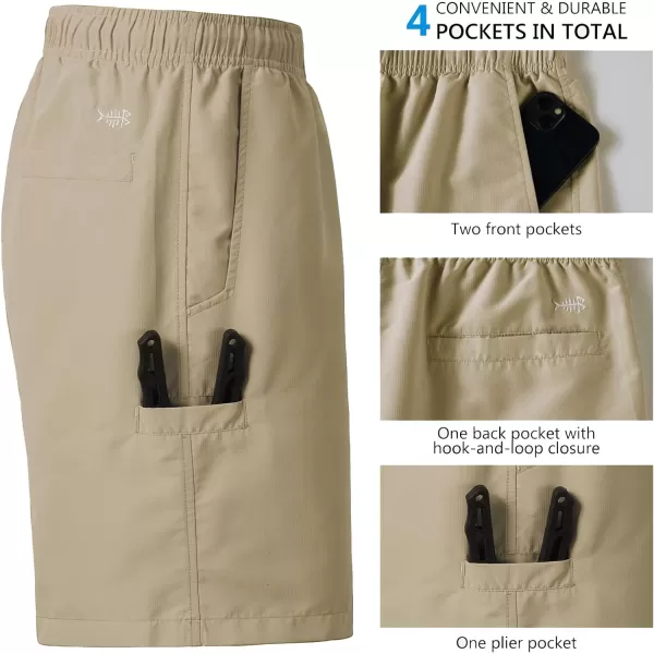 BASSDASH Mens 8Fishing Water Shorts Quick Dry UPF 50 Lightweight Cargo Hiking Kayaking Casual BottomLight Khaki