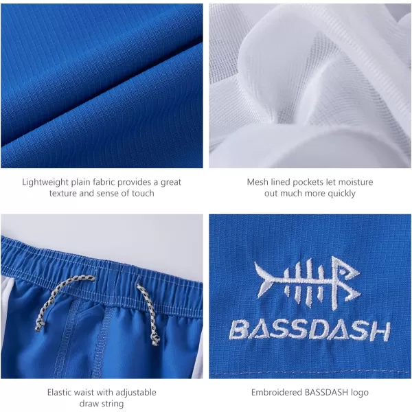 BASSDASH Mens 8Fishing Water Shorts Quick Dry UPF 50 Lightweight Cargo Hiking Kayaking Casual BottomVivid Blue