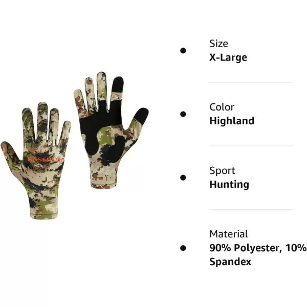 BASSDASH Mens Camo Hunting Gloves UPF 50 Lightweight Touchscreen Gloves for Warm Weather Fishing Hiking Outdoor Activities HG01MHighland