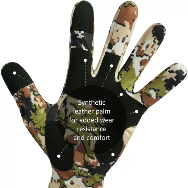 BASSDASH Mens Camo Hunting Gloves UPF 50 Lightweight Touchscreen Gloves for Warm Weather Fishing Hiking Outdoor Activities HG01MHighland