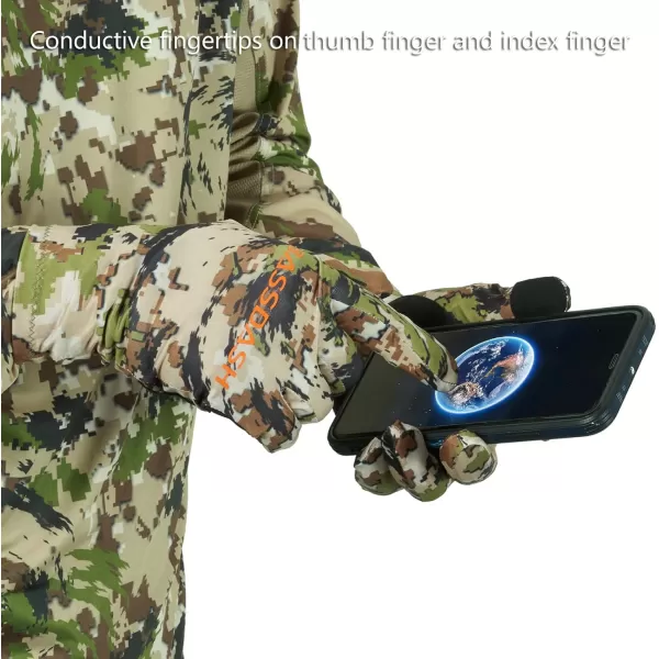 BASSDASH Mens Camo Hunting Gloves UPF 50 Lightweight Touchscreen Gloves for Warm Weather Fishing Hiking Outdoor Activities HG01MHighland