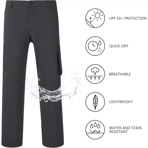 BASSDASH Mens Fishing Cargo Pants Water Resistant Quick Dry Lightweight UPF 50 for Outdoor Hiking Elastic Waist Pants FP05MDark Grey