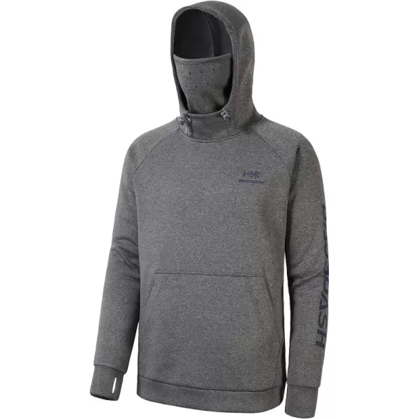 BASSDASH Mens Fishing Fleece Hoodie with Neck Gaiter Water Resistant Performance Hunting Sweatshirt FS18MDark Heather Grey