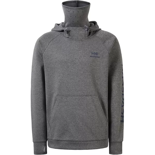 BASSDASH Mens Fishing Fleece Hoodie with Neck Gaiter Water Resistant Performance Hunting Sweatshirt FS18MDark Heather Grey
