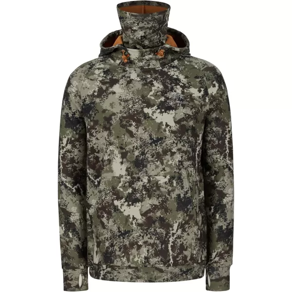 BASSDASH Mens Fishing Fleece Hoodie with Neck Gaiter Water Resistant Performance Hunting Sweatshirt FS18MGrunge Camo No Logo at Sleeve