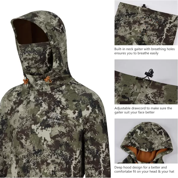 BASSDASH Mens Fishing Fleece Hoodie with Neck Gaiter Water Resistant Performance Hunting Sweatshirt FS18MGrunge Camo No Logo at Sleeve