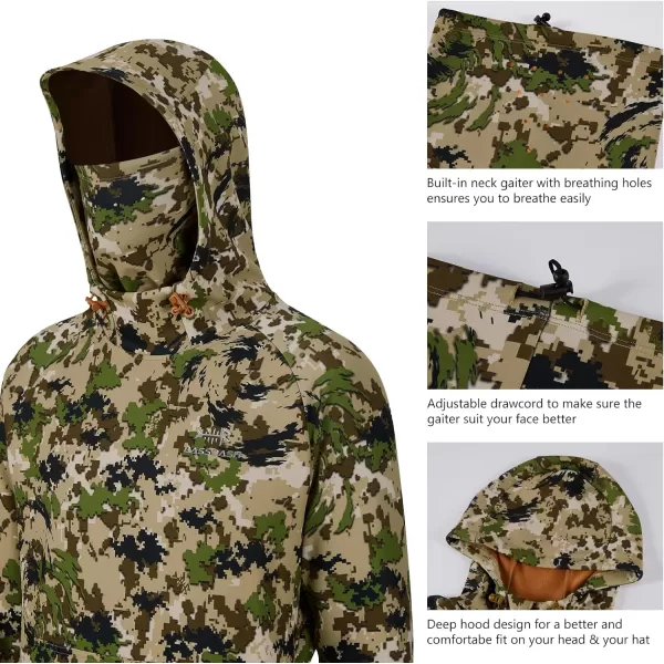 BASSDASH Mens Fishing Fleece Hoodie with Neck Gaiter Water Resistant Performance Hunting Sweatshirt FS18MHighland No Logo at Sleeve