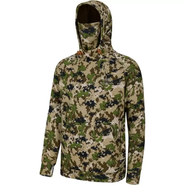 BASSDASH Mens Fishing Fleece Hoodie with Neck Gaiter Water Resistant Performance Hunting Sweatshirt FS18MHighland No Logo at Sleeve