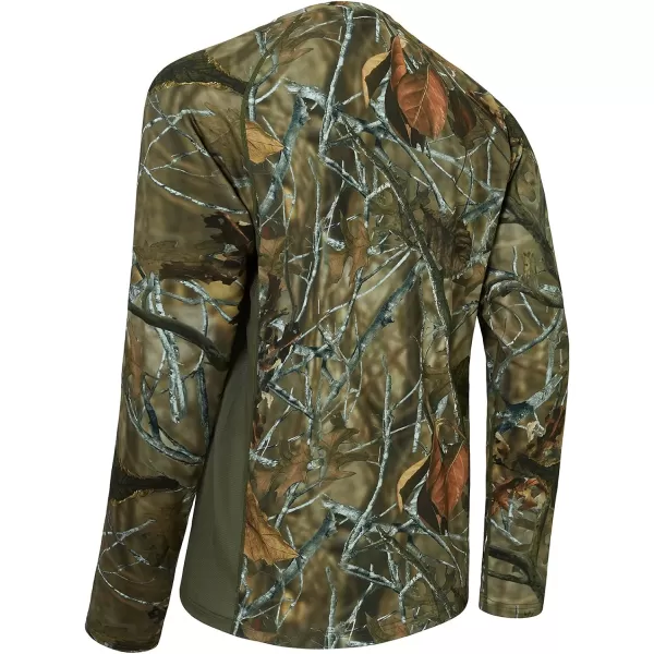 BASSDASH Mens Hunting Camo Performance Long Sleeve Shirt Fishing UPF50 FS13MAutumn Forest