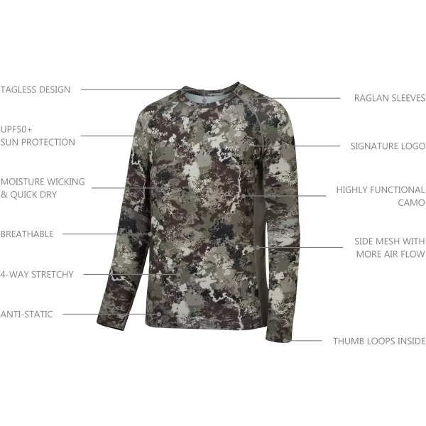 BASSDASH Mens Hunting Camo Performance Long Sleeve Shirt Fishing UPF50 FS13MGrunge Camo