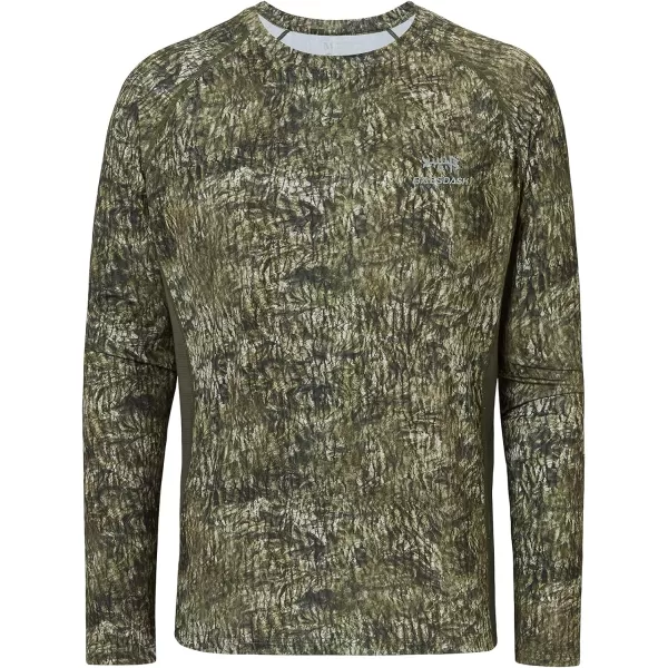 BASSDASH Mens Hunting Camo Performance Long Sleeve Shirt Fishing UPF50 FS13MMossy Wood