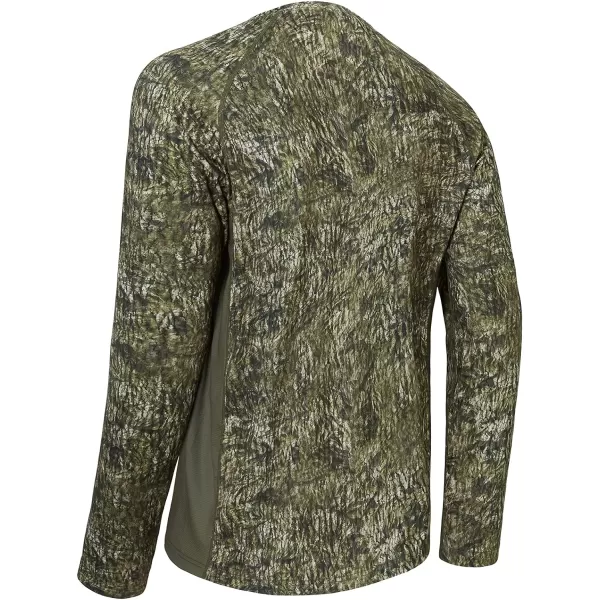 BASSDASH Mens Hunting Camo Performance Long Sleeve Shirt Fishing UPF50 FS13MMossy Wood