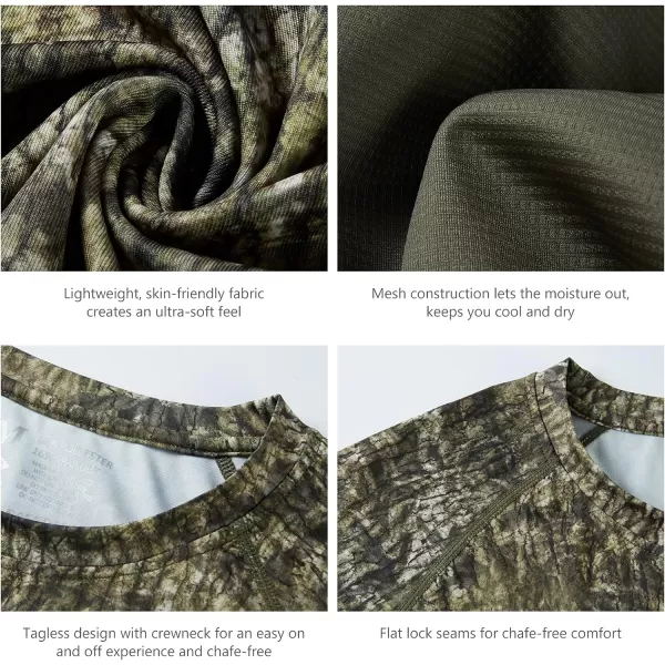 BASSDASH Mens Hunting Camo Performance Long Sleeve Shirt Fishing UPF50 FS13MMossy Wood