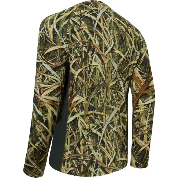 BASSDASH Mens Hunting Camo Performance Long Sleeve Shirt Fishing UPF50 FS13MReeds