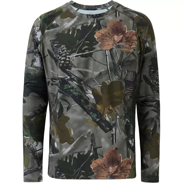 BASSDASH Mens Hunting Camo Performance Long Sleeve Shirt Fishing UPF50 FS13MWoodland