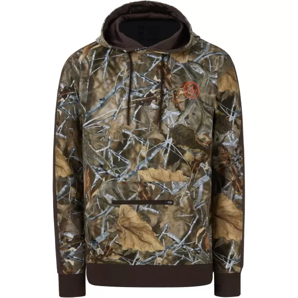 BASSDASH Mens Hunting Fleece Hoodie Midweight Water Resistant Performance Camo Fishing Outdoor Pullover Sweatshirt FS29MAutumn ForestBrown