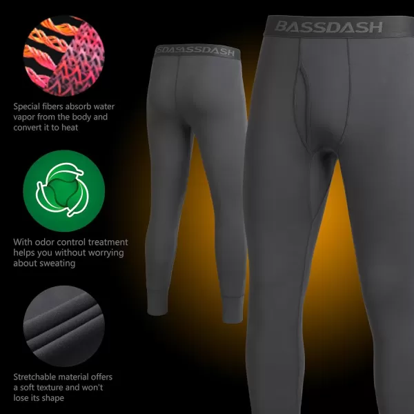 BASSDASH Mens Lightweight Thermal Base Layer Pants Warm Legging Bottom Quick Dry FS19MCharcoal