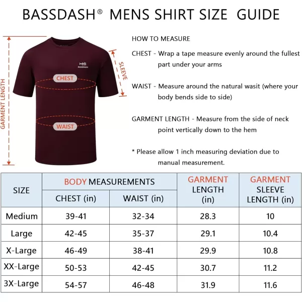 BASSDASH Mens UPF 50 Short Sleeve Fishing Shirts Performance Cooling UV Sun Protection Hiking TShirtsBurgundy  Pack of 2