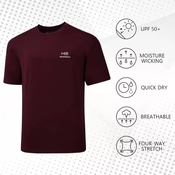 BASSDASH Mens UPF 50 Short Sleeve Fishing Shirts Performance Cooling UV Sun Protection Hiking TShirtsBurgundy  Pack of 2