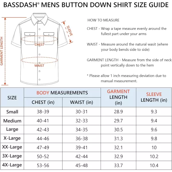 BASSDASH Mens UPF 50 Short Sleeve Snap Button Down Shirt Regular Fit Woven Two Pockets Casual Dress ShirtsBlack