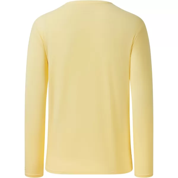 BASSDASH Mens Ultra Soft Cotton Blend UPF 50 Long Sleeve Fishing Shirt UV Sun Protection Casual Performance TeeGoose Yellow