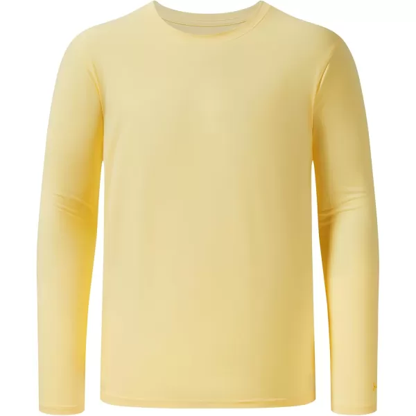 BASSDASH Mens Ultra Soft Cotton Blend UPF 50 Long Sleeve Fishing Shirt UV Sun Protection Casual Performance TeeGoose Yellow