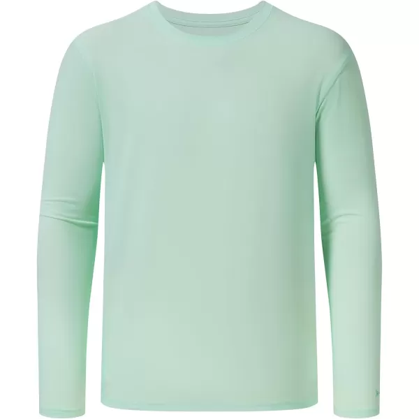 BASSDASH Mens Ultra Soft Cotton Blend UPF 50 Long Sleeve Fishing Shirt UV Sun Protection Casual Performance TeeLight Green