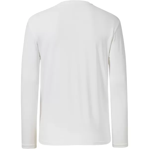 BASSDASH Mens Ultra Soft Cotton Blend UPF 50 Long Sleeve Fishing Shirt UV Sun Protection Casual Performance TeeWhite