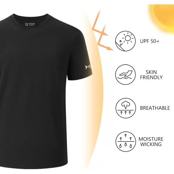 BASSDASH Mens Ultra Soft Cotton Blend UPF 50 Sun Protection TShirt Short Sleeve Lightweight Cooling Casual Basic TeeBlack