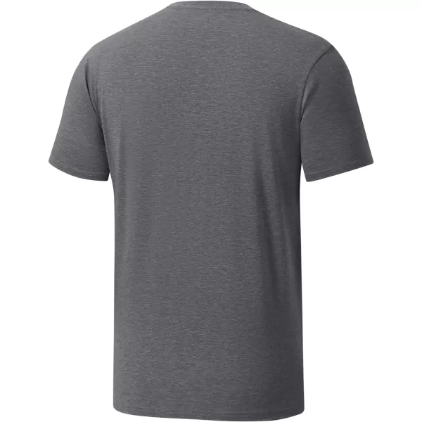 BASSDASH Mens Ultra Soft Cotton Blend UPF 50 Sun Protection TShirt Short Sleeve Lightweight Cooling Casual Basic TeeHeather Grey