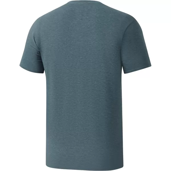 BASSDASH Mens Ultra Soft Cotton Blend UPF 50 Sun Protection TShirt Short Sleeve Lightweight Cooling Casual Basic TeeHeather Indigo