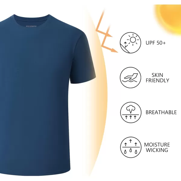 BASSDASH Mens Ultra Soft Cotton Blend UPF 50 Sun Protection TShirt Short Sleeve Lightweight Cooling Casual Basic TeeNavy