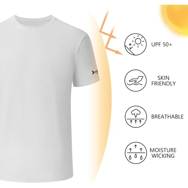 BASSDASH Mens Ultra Soft Cotton Blend UPF 50 Sun Protection TShirt Short Sleeve Lightweight Cooling Casual Basic TeeWhite