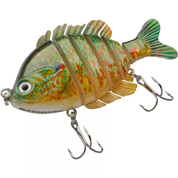 BASSDASH SwimPanfish Multi Jointed Panfish Bluegill Swimbaits Hard Topwater Bass Lures Fishing Lure Crank Saltwater 35in085ozGreenOrange Pumpkinseed