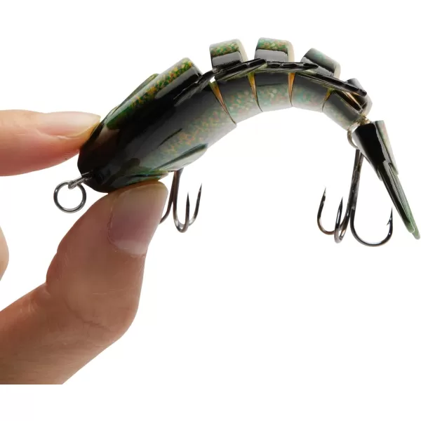 BASSDASH SwimPanfish Multi Jointed Panfish Bluegill Swimbaits Hard Topwater Bass Lures Fishing Lure Crank Saltwater 35in085ozGreenOrange Pumpkinseed