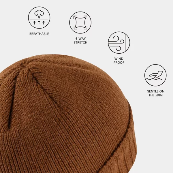 BASSDASH Winter Beanie Hats with Fleece Lining Thick Warm for Men Women Stretchy Fit Unisex Cuffed Knit HatBrown