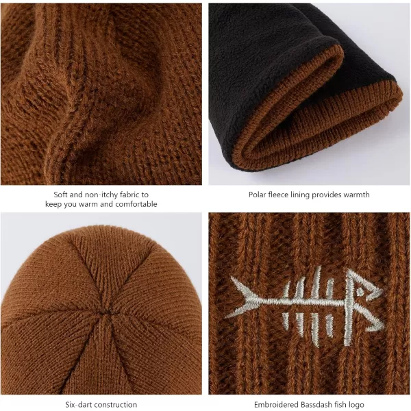 BASSDASH Winter Beanie Hats with Fleece Lining Thick Warm for Men Women Stretchy Fit Unisex Cuffed Knit HatBrown