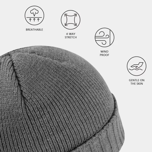 BASSDASH Winter Beanie Hats with Fleece Lining Thick Warm for Men Women Stretchy Fit Unisex Cuffed Knit HatGrey