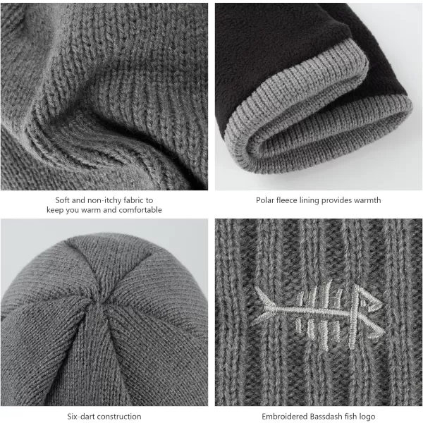 BASSDASH Winter Beanie Hats with Fleece Lining Thick Warm for Men Women Stretchy Fit Unisex Cuffed Knit HatGrey