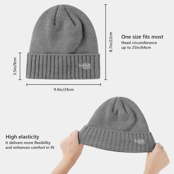 BASSDASH Winter Beanie Hats with Fleece Lining Thick Warm for Men Women Stretchy Fit Unisex Cuffed Knit HatGrey