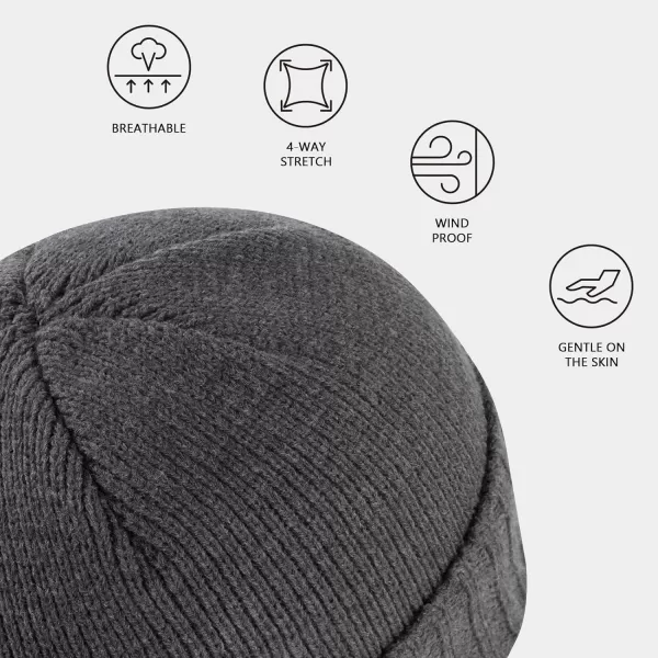 BASSDASH Winter Beanie Hats with Fleece Lining Thick Warm for Men Women Stretchy Fit Unisex Cuffed Knit HatHeather Dark Grey